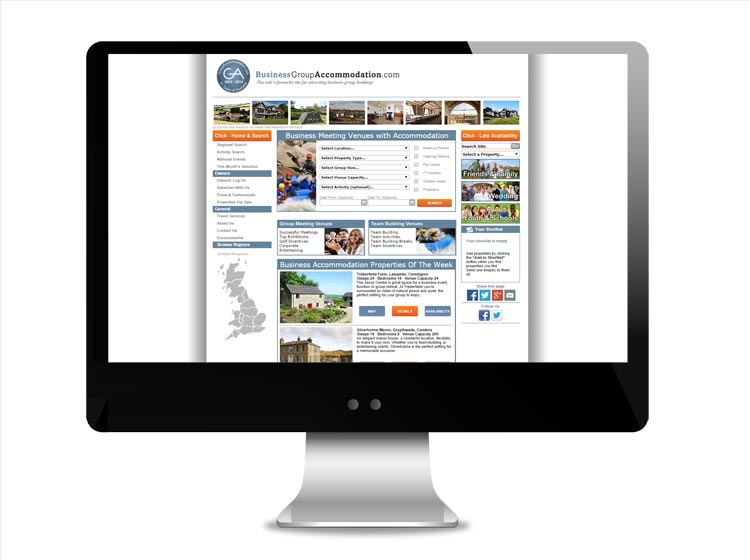 Web Developmet in Devon and Cornwall | Web site designed for Groupaccommodation.com