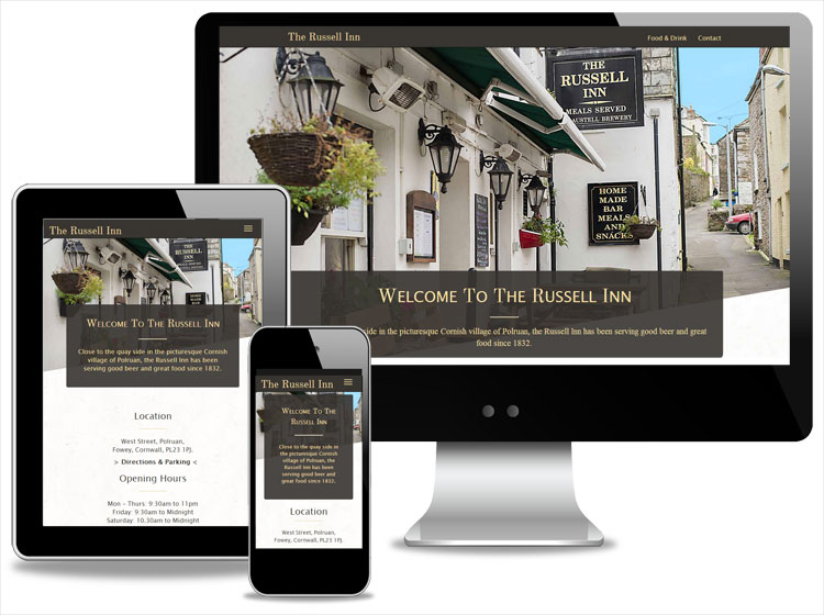 web design cornwall - Russell Inn