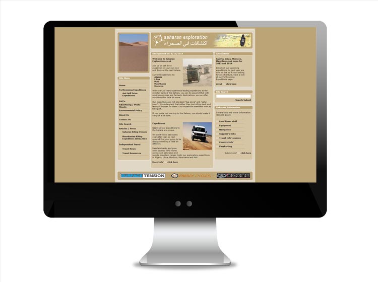Web Developmet in Devon and Cornwall | Web site designed for Saharan Exploration Bodmin